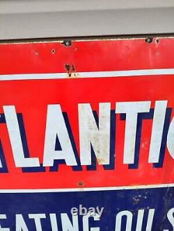 Vintage Atlantic Refining heating oils double sided porcelain sign advertising