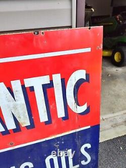 Vintage Atlantic Refining heating oils double sided porcelain sign advertising