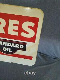 Vintage Atlas Tires Rack Topper Double Sided Advertising Sign