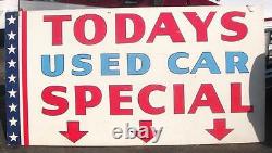 Vintage Auto Dealer Sign Todays Used Car Special Chevrolet GM 1950s double sided