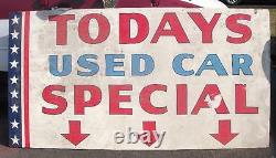 Vintage Auto Dealer Sign Todays Used Car Special Chevrolet GM 1950s double sided