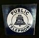Vintage Bell System Public Telephone 11x11 Double-sided Flanged Porcelain Sign