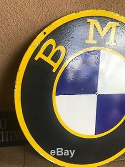 Vintage BMW Porcelain Metal sign Motorcycle Double Sided