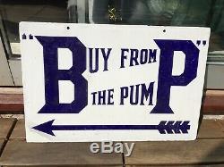 Vintage BP Enamel Advertising Garage Sign Deco Double Sided 1920s Rare