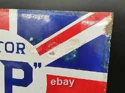 Vintage BP Motor Spirit Flag Double Sided Enamel Sign. Petrol Oil Automobilia