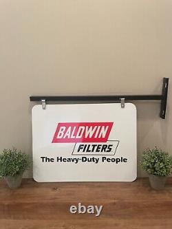 Vintage Baldwin Filters Double Sided Service Station Sign with Hanger Bracket
