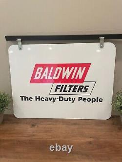 Vintage Baldwin Filters Double Sided Service Station Sign with Hanger Bracket