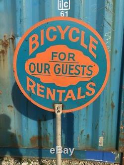 Vintage Bicycles Rentals For Our Guests Sign Curb Lollipop Double Sided Beach