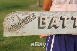 Vintage Burgess Batteries Double Sided Wood Sign Not Porcelain Gas Oil NICE