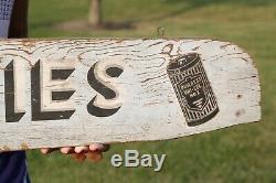 Vintage Burgess Batteries Double Sided Wood Sign Not Porcelain Gas Oil NICE