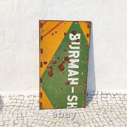 Vintage Burmah Shell Oil Advertising Double Sided Enamel Sign Automobile EB457