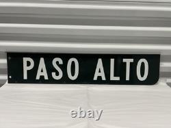 Vintage California Porcelain Street Sign Paso Alto Green Enamel Double-Sided
