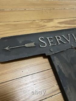 Vintage Cast Iron Double Sided Sign with Wooden Spike