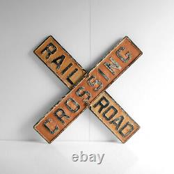 Vintage Cast Iron RR Railroad Crossbuck Sign Double Sided (SignB)