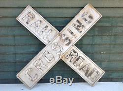 Vintage Cast Iron RR Railroad Crossing Sign Embossed Antique double sided 48