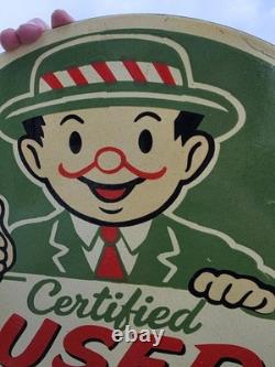 Vintage Certified Used Cars Double-sided Flange Porcelain 17 X 17 Sign