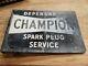 Vintage Champion Spark Plug Service Flange Sign Double Sided, 1940 1950s