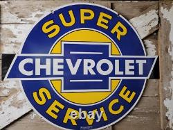 Vintage Chevrolet Porcelain Sign 36 Chevy Super Service Dealership Advertising