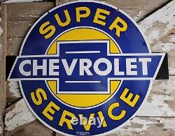 Vintage Chevrolet Porcelain Sign 36 Chevy Super Service Dealership Advertising