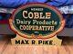 Vintage Coble Dairy Products Co-op Painted Metal Sign Double Sided Die Cut