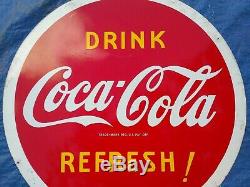 Vintage Coca Cola Double Sided Porcelain Lollipop Sign USA 1941