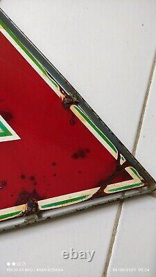 Vintage Conoco Porcelain Triangle Sign DOUBLE SIDE