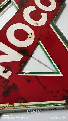 Vintage Conoco Porcelain Triangle Sign DOUBLE SIDE