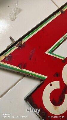 Vintage Conoco Porcelain Triangle Sign DOUBLE SIDE