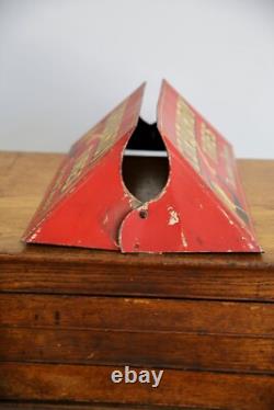 Vintage Corduroy Tire Display Stand Service Station Metal Sign RARE gas oil red
