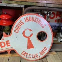 Vintage Curtis Industries Keys Made DOUBLE SIDED KEY Advertising Metal Sign