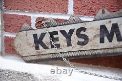 Vintage Curtis Keys Sign Bulldog Double Sided Tin Tacker Cleveland, Ohio