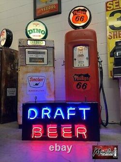 Vintage DRAFT BEER Double Sided Neon Motel Bar Sign
