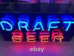 Vintage DRAFT BEER Double Sided Neon Motel Bar Sign