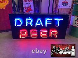 Vintage DRAFT BEER Double Sided Neon Motel Bar Sign