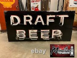 Vintage DRAFT BEER Double Sided Neon Motel Bar Sign