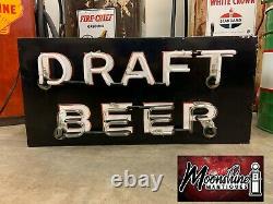 Vintage DRAFT BEER Double Sided Neon Motel Bar Sign