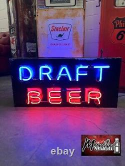 Vintage DRAFT BEER Double Sided Neon Motel Bar Sign