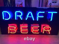 Vintage DRAFT BEER Double Sided Neon Motel Bar Sign