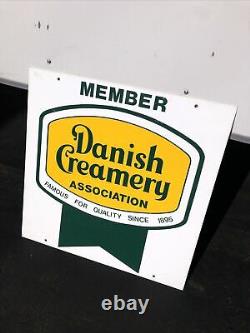 Vintage Danish Creamery Association Member Double Sided Metal Sign 24 X 24