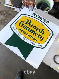 Vintage Danish Creamery Association Member Double Sided Metal Sign 24 X 24