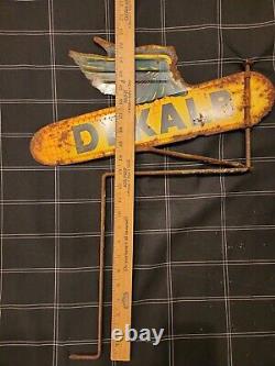 Vintage Dekalb Flying Ear Weather Vane, Fence Post Double Sided Sign Seed Corn