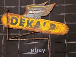 Vintage Dekalb Flying Ear Weather Vane, Fence Post Double Sided Sign Seed Corn