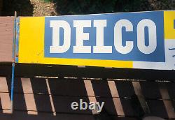 Vintage Delco Dry Charge Batteries Metal Sign Rack Topper Double Sided Original