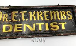 Vintage Dentist Dental Doctor Office Advertising Sign Hand Painted Double-Sided