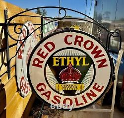 Vintage Design Gm Motor 30 Red Crown With Metal Ring & Bracket Porcelain Sign
