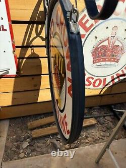 Vintage Design Gm Motor 30 Red Crown With Metal Ring & Bracket Porcelain Sign