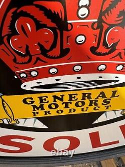 Vintage Design Gm Motor 30 Red Crown With Metal Ring & Bracket Porcelain Sign