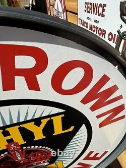 Vintage Design Gm Motor 30 Red Crown With Metal Ring & Bracket Porcelain Sign