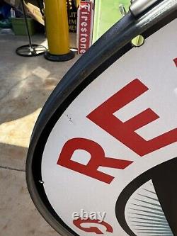 Vintage Design Gm Motor 30 Red Crown With Metal Ring & Bracket Porcelain Sign