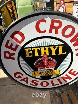 Vintage Design Gm Motor 30 Red Crown With Metal Ring & Bracket Porcelain Sign